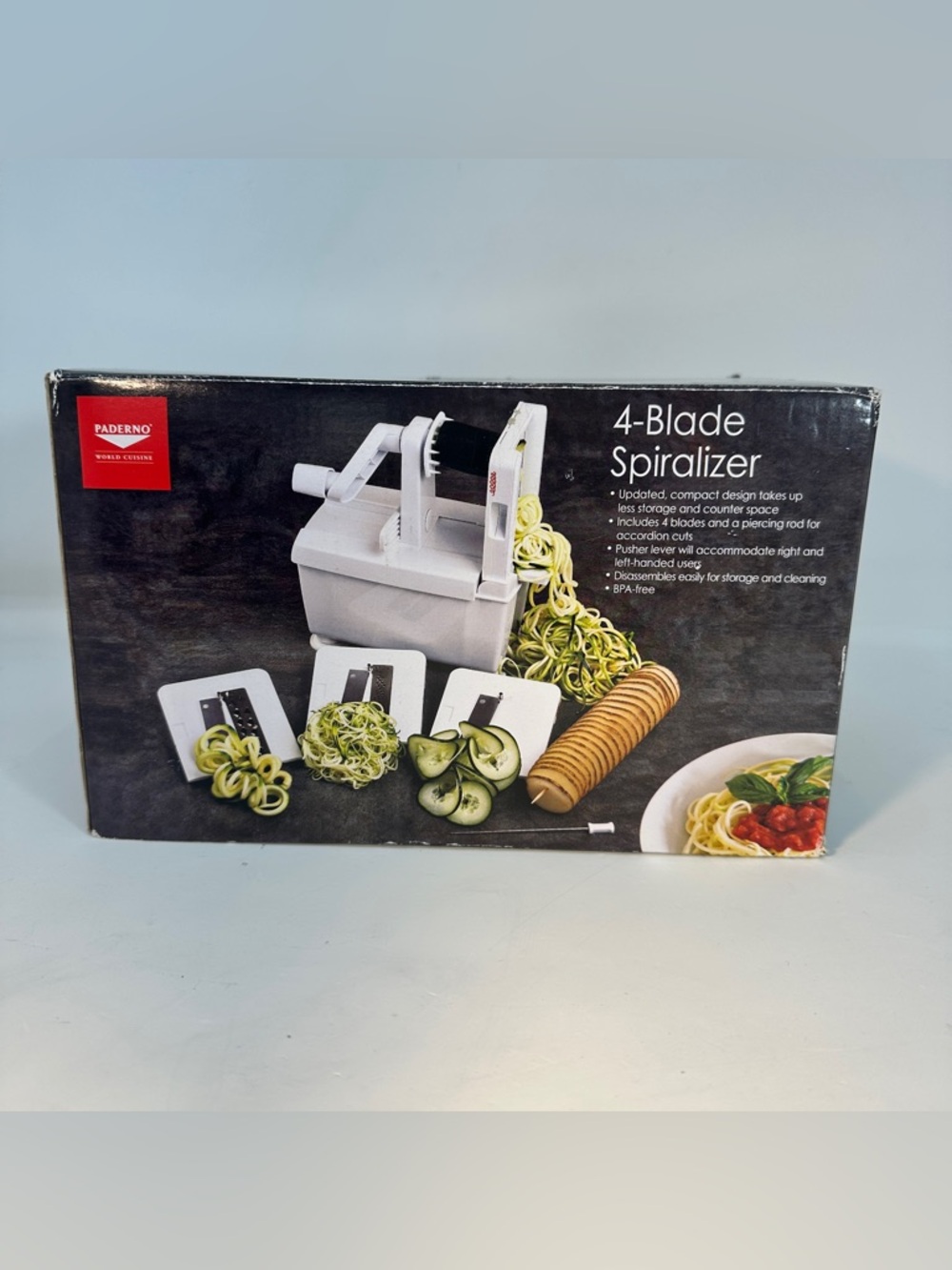 PADERNO WORLD CUISINE Williams Sonoma 4-BLADE SPIRALIZER Vegetable Slicer NOB
